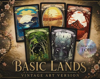 Full Art Basic Lands | Custom Cards Proxy Vintage Watercolor