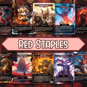 Bureau en gros rouge - Lot de 10 cartes personnalisées, cartes premium haute qualité, retouche artistique complète.