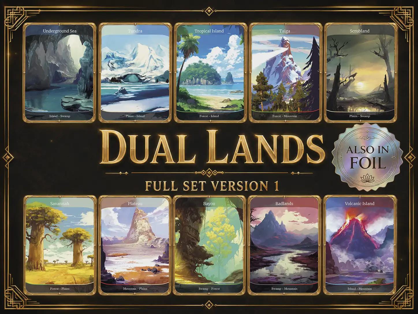Dual Lands Full Set – 10 Proxy Cards for EDH | Magic Custom Full