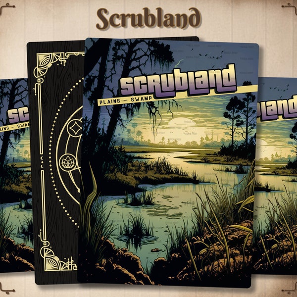 Scrubland - Dual Land EDH MTG Proxy * Full Art Custom Card * [ Altered art Land ]