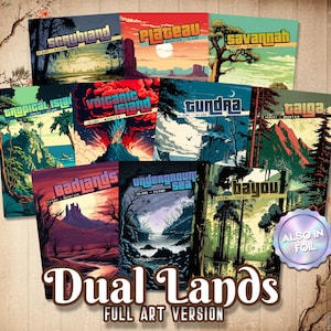 Ensemble complet de procurations Dual Lands (10 cartes) – Rétro vintage Alter Art Edh Land