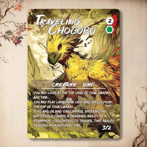 Traveling Chocobo - Custom Card * Japanische * Kunst, Fantasy Helden Full Art Alternative Alter Art