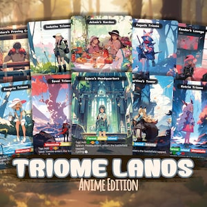 Ensemble complet Triome Lands - cartes personnalisées, Anime Alter Lands, oeuvre d'art manga, édition Anime