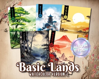 Basic Lands - Watercolor English Basic Land / Proxy Custom Cards EDH