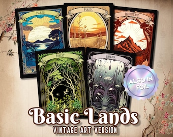 Full Art Basic Lands | Custom Cards Proxy Vintage Watercolor