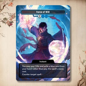 Force of Will Proxy – Full Art Alter Card | EDH Blue Instant