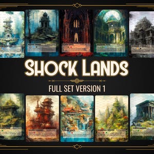 Ensemble complet Shock Lands - Cartes personnalisées proxy, illustration complète avec art alternatif