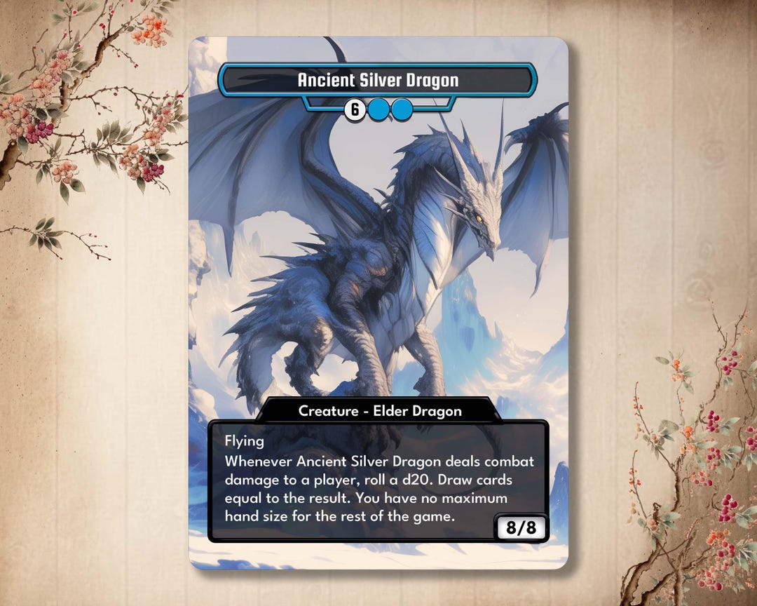 Ancient Silver Dragon - Custom Card Full Alter | Blue Elder Dragon EDH ...