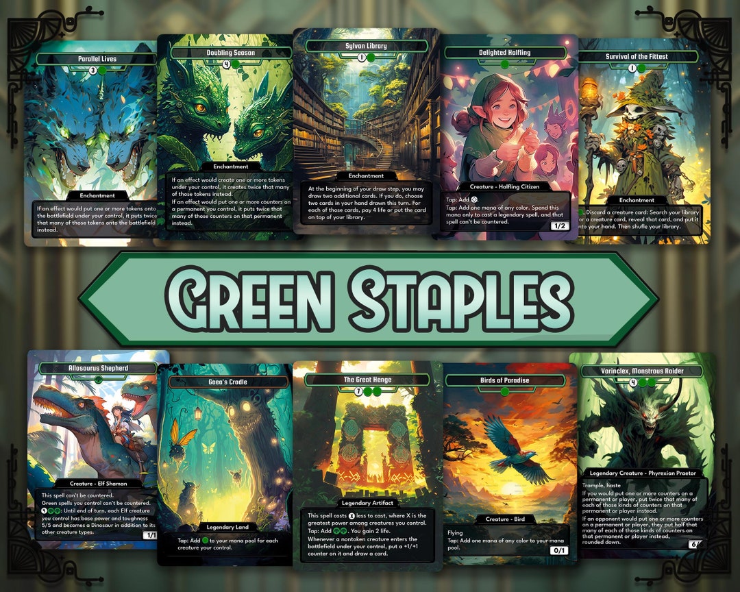 Full Art EDH Green Staples MTG Proxies Magic Proxy Cards Altered Art Etsy