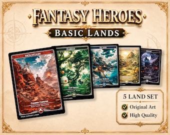 Japanese Ink Basic Lands Proxy Set – Full Art Watercolor Fantasy Landscapes (Custom Mix Available)
