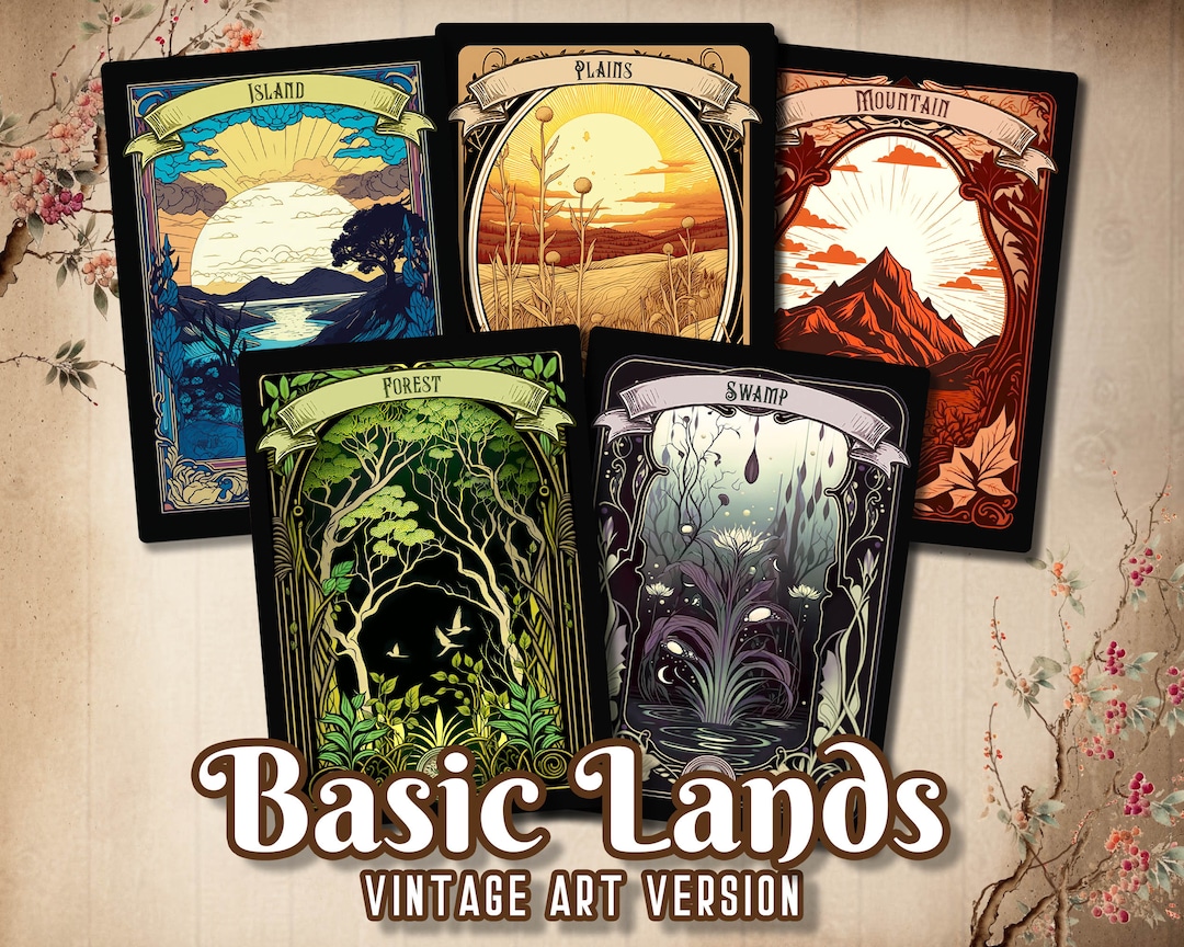Basic Lands MTG Custom Cards Full Art , MTG Proxy With Vintage Art Etsy