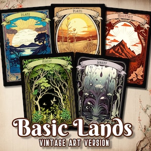Basic Lands: aangepaste kaarten, volledige kunst, met vintage kunst