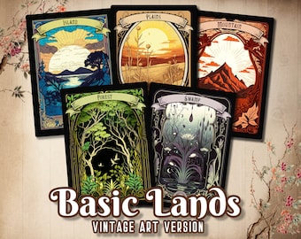 Basic Lands - Custom Cards Full Art ,  with Vintage Art