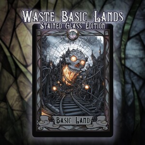 Stained Glass Wastes Basic Land - Custom Cards Full Art , with Vintage Art