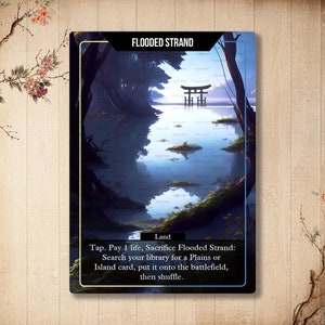 Flooded Strand - Fetch Land, carte personnalisée, avec autre illustration complète
