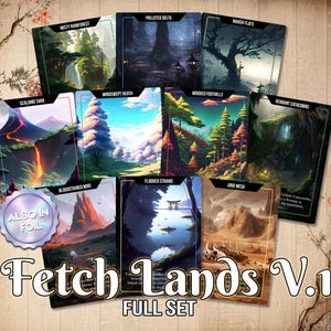 Fetch Lands Set / 10 Custom Proxy Lands / Full Art EDH Mana Base