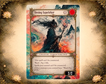 Hexing Squelcher Custom Proxy | Full Art Alter | Japanese Ink Fantasy | Goblin Sorcerer | EDH Card