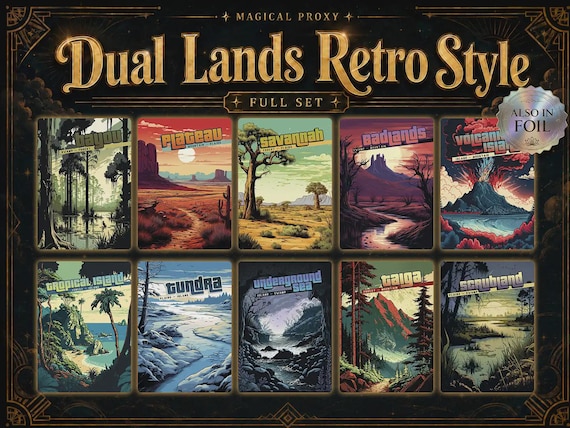 Dual Lands Proxy Full Set (10 Cards) – Retro Vintage Alter Art Edh Land
