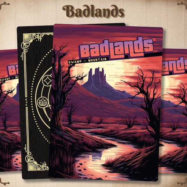 Badlands - Dual Land EDH MTG Proxy * Full Art Custom Card * [ Altered art Land ]