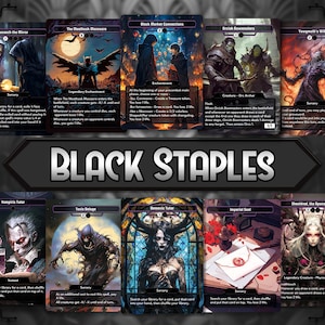 Black Staples - Pacchetto da 10 biglietti personalizzati, biglietti di alta qualità premium, Full Art Alter.