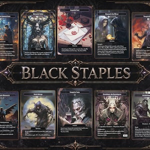 Black Staples - Paket med 10 anpassade kort | Dark Magic Creatures Full Art Alter EDH
