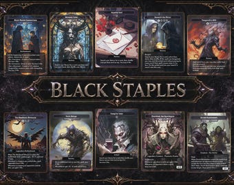 Black Staples - Bundle of 10 Custom Cards | Dark Magic Creatures Full Art Alter EDH