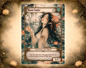 Bloom Tender Custom Proxy Card | Full Art Alter | Lotus Elf Druid | Floral Fantasy Art