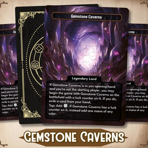 Gemstone Caverns - MTG Proxy EDH Custom Card , Full Art Altered art