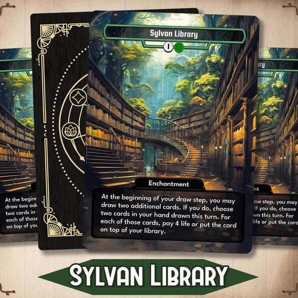 Full Art Sylvan Library - MTG Proxy Custom Card - Alternative custom art / EDH Full Art