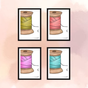 Set of 4 wall art for your sewing room | Printable sewing decor | Download and print yourself
