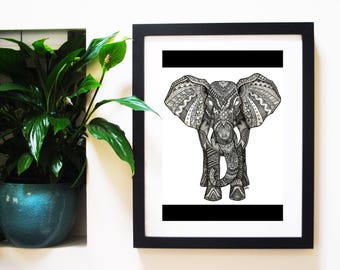 Elephant Mandala Art Print