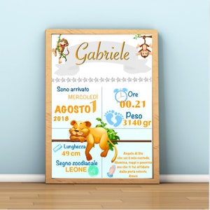 Customizable birth picture frame - PDF- Baby souvenir poster - picture - gift idea for birth for boy and girl