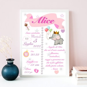 Customizable birth picture frame - PDF- Baby souvenir poster - picture - gift idea for birth for boy and girl