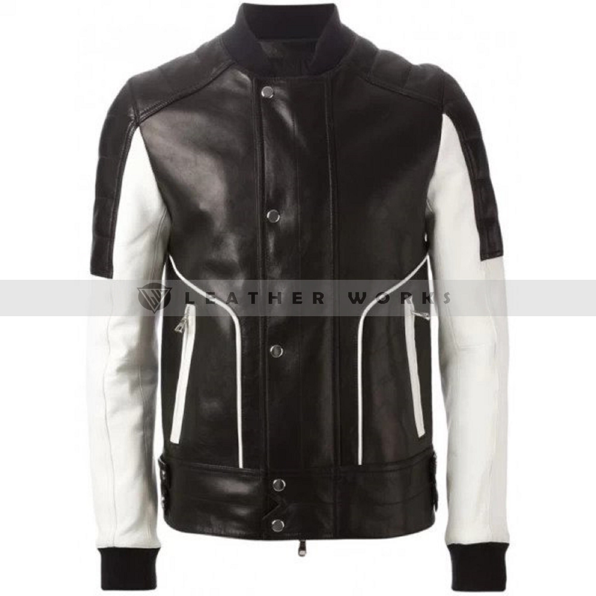 Black and White New Design Men Fashion Leather Jacket Cow Skin - Etsy