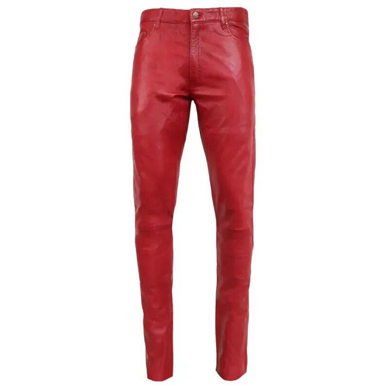 Red Leather Pants for Men Genuine Sheep Leather Handmade Etsy
