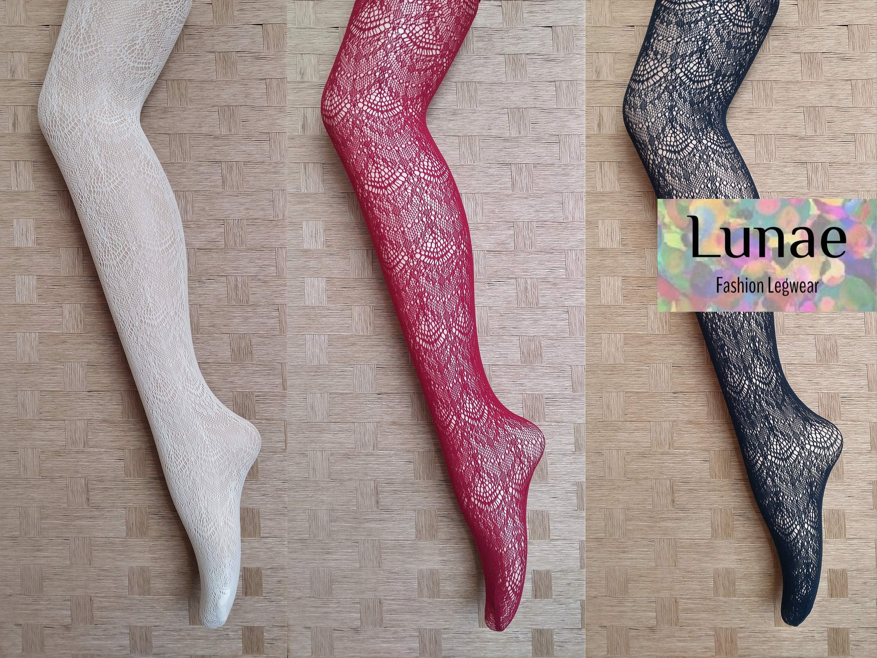 Women Lace Cream White Bow Retro Cross Embroidery Tights Pantyhose Stockings