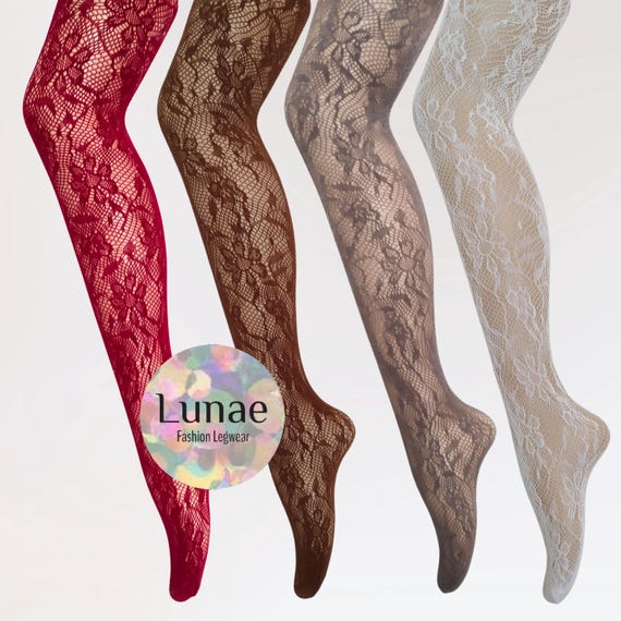 Collant a rete floreale pizzo retrò motivo geometrico margherita