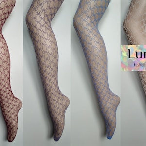 fishnet tights pattern mesh geometric blue lilac cream wine 8/10/12/14 art deco mod retro Y2K barbie dance rave festival fairy cottage