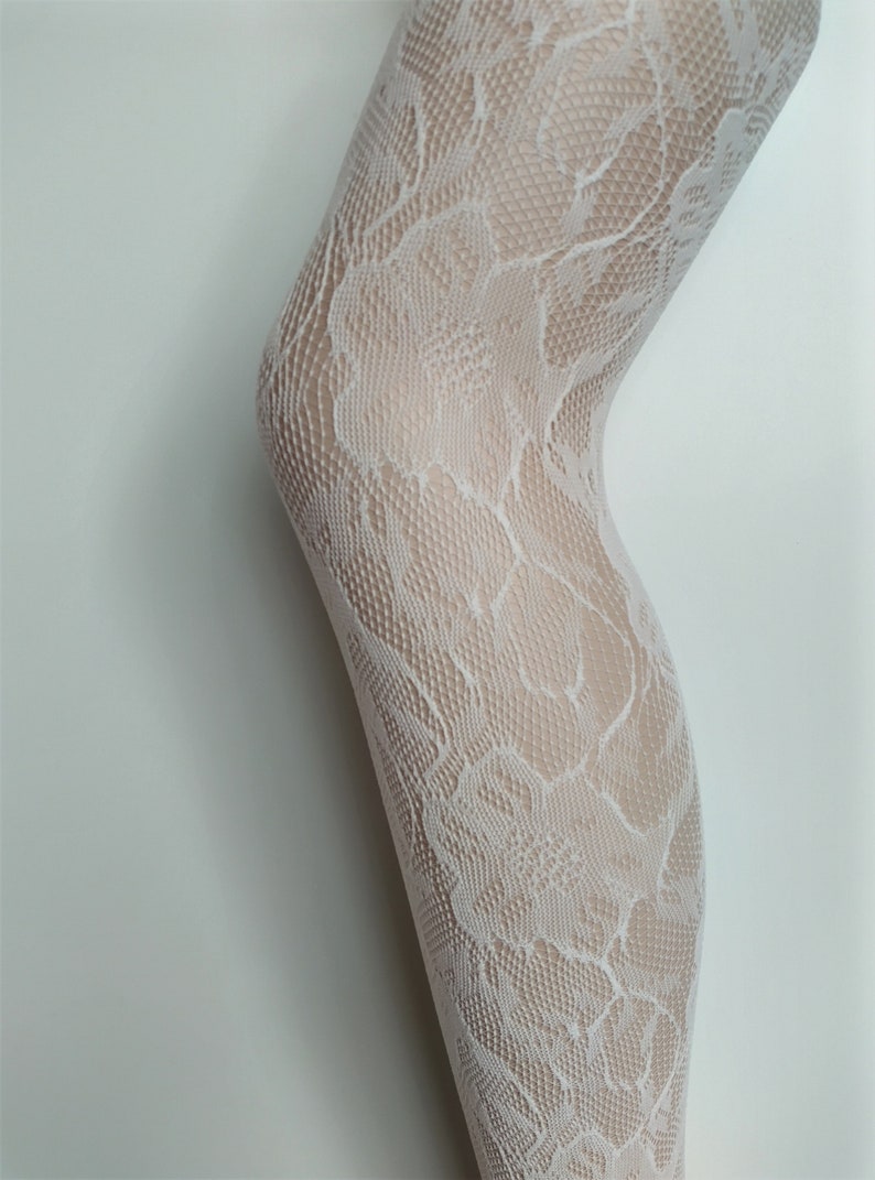 fishnet tights pattern mesh floral onesize lilac cream wine 8/10/12/14 flower mod retro Y2K goth grunge dance rave festival fairy carnival image 10