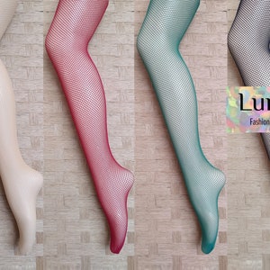 fishnet tights classic mesh blue green red white beige neon 6/8/10/12/14 mod retro Y2K goth twee dance rave festival fairy cottage UV