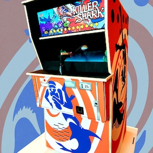 JAWS Killer Shark Arcade - Jaws 50th Anniversary Collectible Minimalist Poster Design Artwork by Bobby Dazzler - Fantastic Art for Jaws Fan