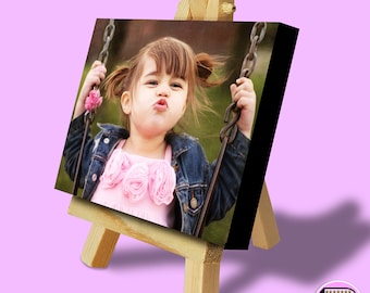 CUSTOM CANVAS PRINT onto Mini Canvas & Easel Set - Any image printed - Perfect stocking Fillers for Christmas