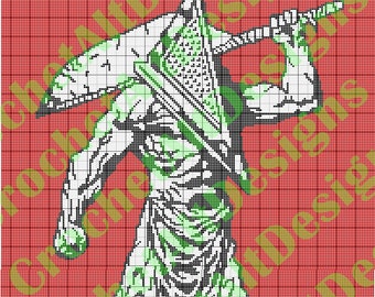 Pyramid Head Silent Hill Horror C2C Crochet Graphgan Blanket Pattern