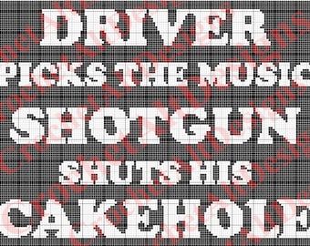 Supernatural 'Driver Picks The Music, Shotgun Shuts His Cakehole' Quote C2C Graphgan Crochet Blanket Pattern