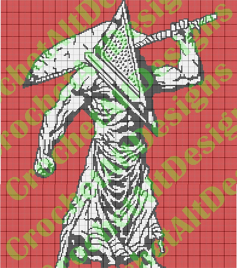 Pyramid Head Silent Hill Horror C2C Crochet Graphgan Blanket Pattern image 1