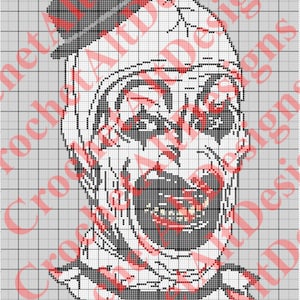 Art The Clown, Terrifier Horror Movie C2C Crochet Graphgan Pattern per coperta