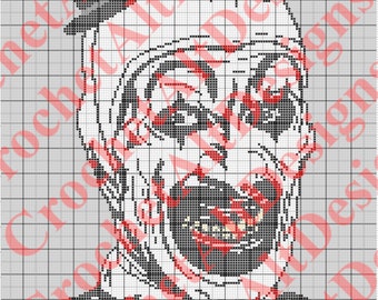 Art The Clown, Terrifier Horror Movie C2C Crochet Graphgan Blanket Pattern