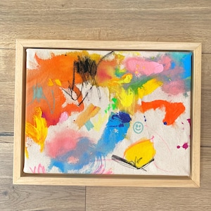 Abstraktes Kunstwerk | Acrylbild auf Leinwand mit Holzrahmen 40x30cm | Bunt | Kunstwerk | „Farbskizze“