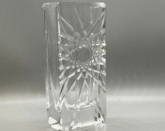 Gorgeous crystal vintage SUNBURST SKRUF Glass vase Sweden. BENGT Edenfalk 1960s.