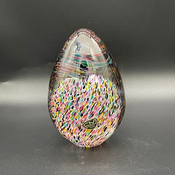 FM Konstglas Ronneby Multicolored Shaped Art Glass Vintage Egg. Made in Sweden.